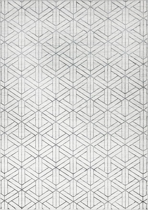 Rugs.com Lattice Trellis Collection Rug – 10' x 14' White Low-Pile Rug Perfect - Image 2