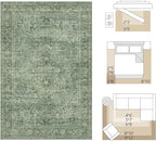 Fmfunctex 8x10 Washable Area Rug Green Vintage Neutral Distressed Oriental - Image 2