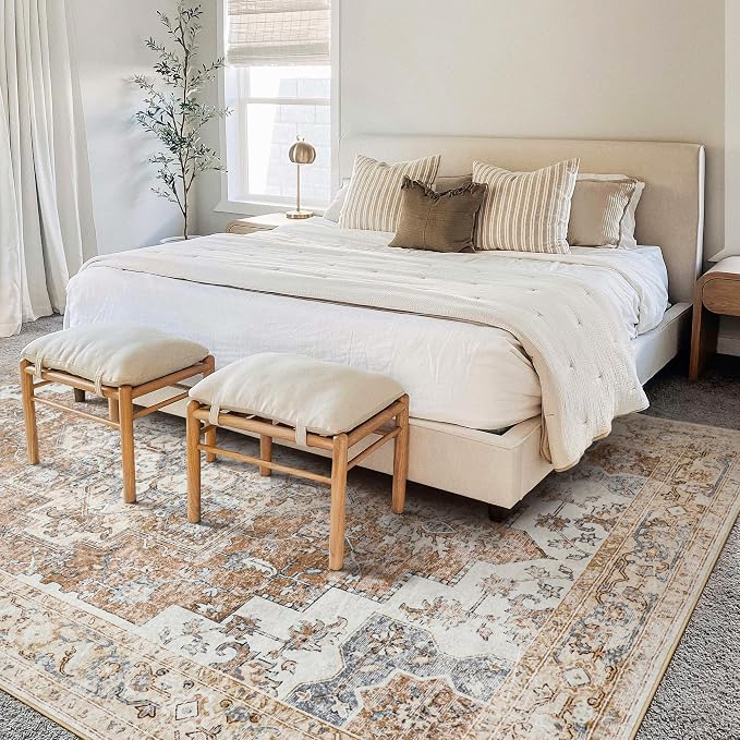 GENIMO 6x9 Area Rugs for Living Room, Non Slip Machine Washable Retro Rugs - Image 4