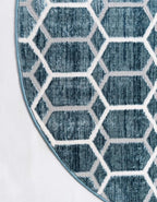 Rugs.com Lattice Trellis Collection Rug – 8 Ft Round Blue Low-Pile Rug Perfect - Image 10
