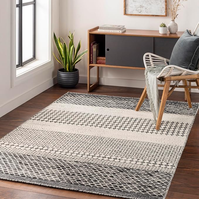 Mark&Day Wool Rugs, 5x7 Tervoort Global Black Area Rug, Bedroom or Kitchen by MARKDAY