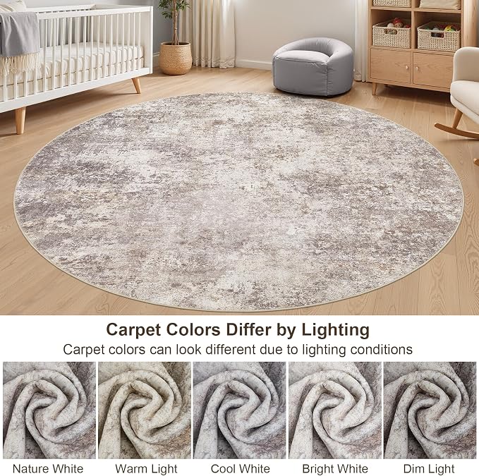 6ft Round Area Rug Living Room Rugs - Image 4
