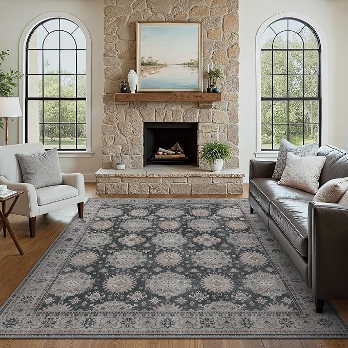 5x7 Area Rug Machine Washable Boho Rug by BAVNI