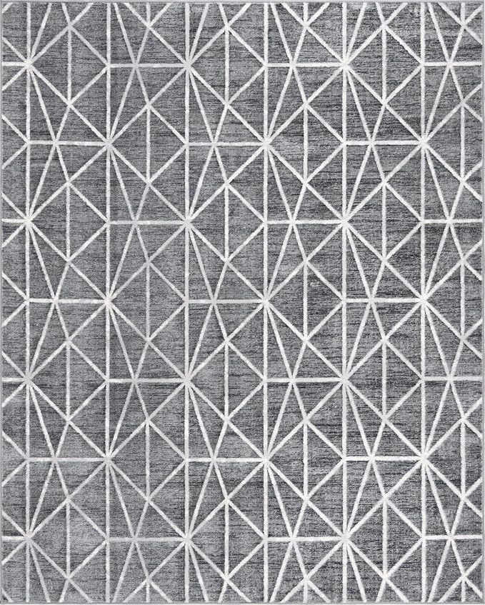 Rugs.com Lattice Trellis Collection Rug – 8' x 10' Gray Low-Pile Rug Perfect - Image 2