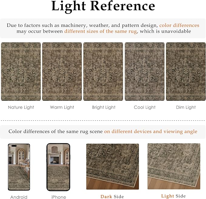 Hallway Runner Rug 2x8 Washable Brown Vintage Distressed Long Runner Oriental - Image 2
