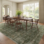 Washable 9x12 Area Rugs for Living Room, Boho Non-Slip Vintage Distress Lager - Image 3