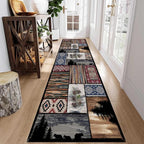 Rustic Country Woodland Rug, Bohemian Forest Woodland Animal Bear Wolf - Image 3