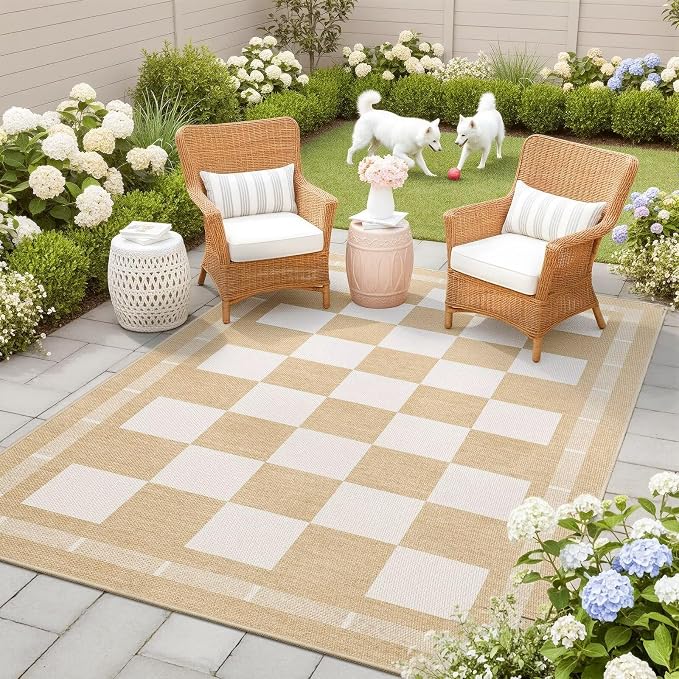 Vasofe 3x5 Plaid Rug, Jute Rugs, Washable Outdoor Indoor Checkered Carpets - Image 2