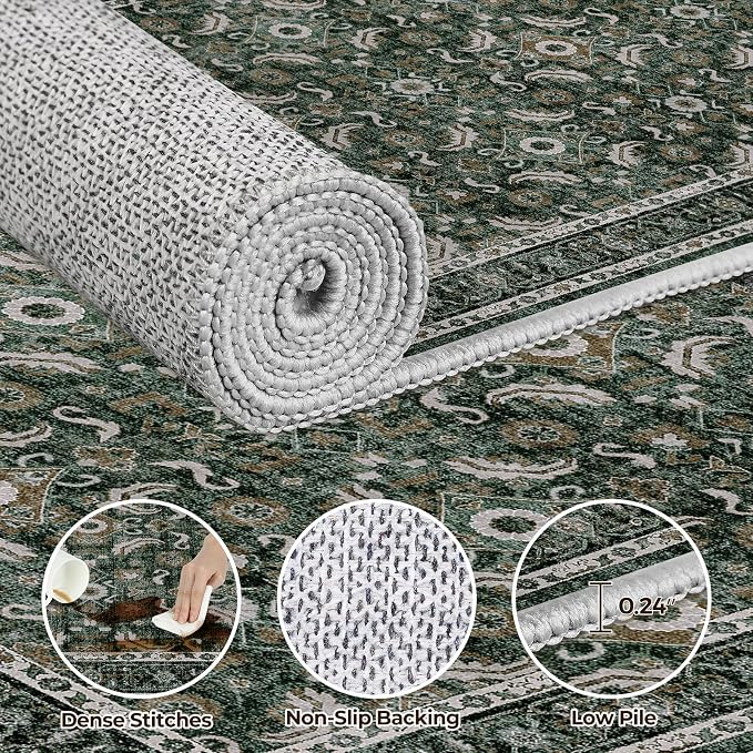 WITSHOCK Living Room Area Rugs 5x8: Soft Non-Slip Backing Washable Rugs Vintage - Image 6