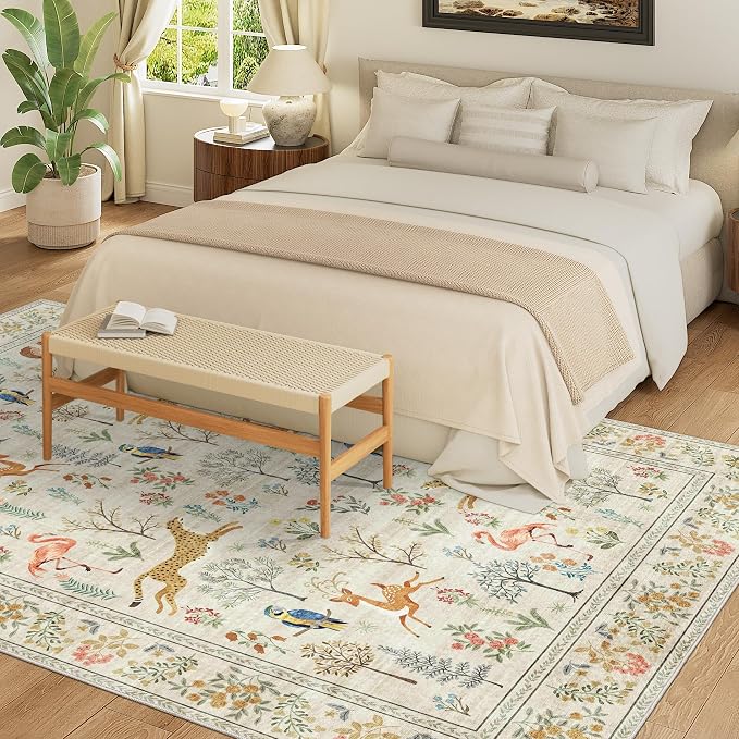 DUKINO 9x12 Rug, Washable Animal Living Room Rug - Image 3