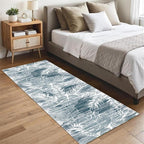 Blue White Tropical Runner Rug 3.3x7ft - Image 4
