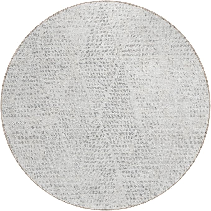 Addison Rugs Chantille ACN591 Silver 8' x 8' Indoor Outdoor Round Rug, Easy by AddisonRugs