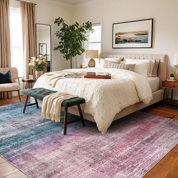 Kokia Abstract Area Rugs 8x10 Bedroom Soft Living Room Rugs Washable Distressed - Image 2