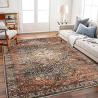 10'x14' Washable Area Rug Boho Chic Medallion Distressed Design Non-Shedding - Image 2