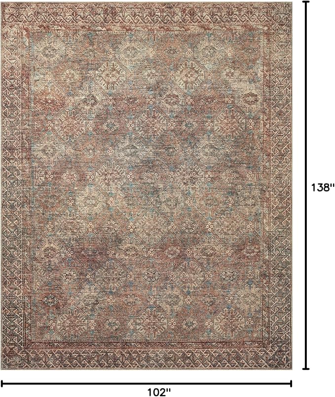 Loloi Amber Lewis Billie Collection BIL-04 Aqua/Rust 8'-6" x 11'-6", 0.19" - Image 2