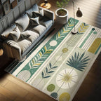 Ambesonne Mid Century Modern Decorative Rug, Abstract Circles Leaves and - Image 7