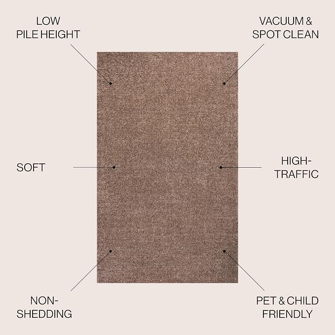 JONATHAN Y Haze Solid Low-Pile Brown Indoor Area Rug 9x12, Minimalist, - Image 3