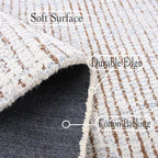 Hand-Tufted 100% Wool Pile Area Rug – Geometric Textured Grid Check Pattern – - Image 5