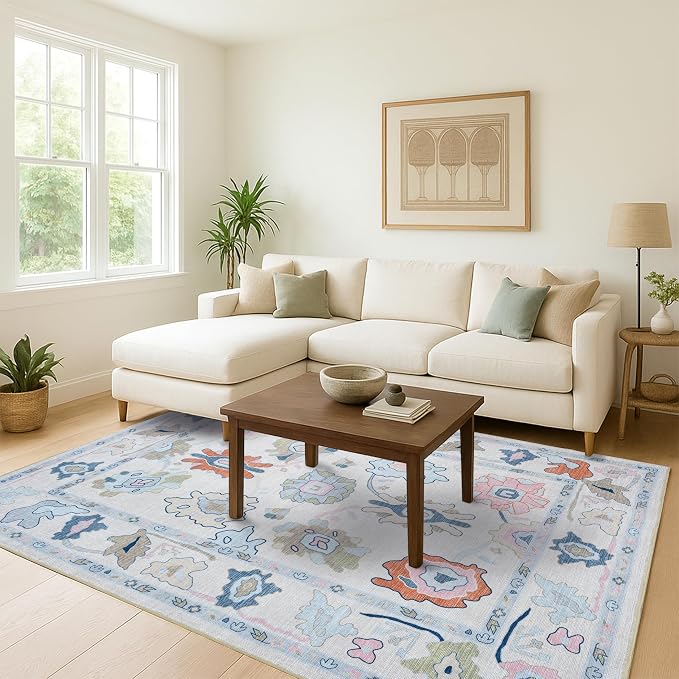 Fame Living Cream Oushak Rug, Modern Rugs, Small Throw, Accent Area Rug - Image 9