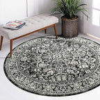 vivorug Round Rug 4ft Vintage-Inspired Round Area Rug Non-Slip Indoor Carpet by vivorug