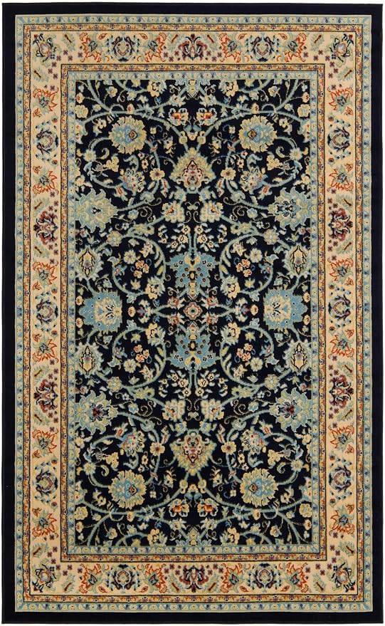 Rugs.com Yasmin Collection Rug – 5' x 8' Navy Blue Medium Rug Perfect by Rugscom