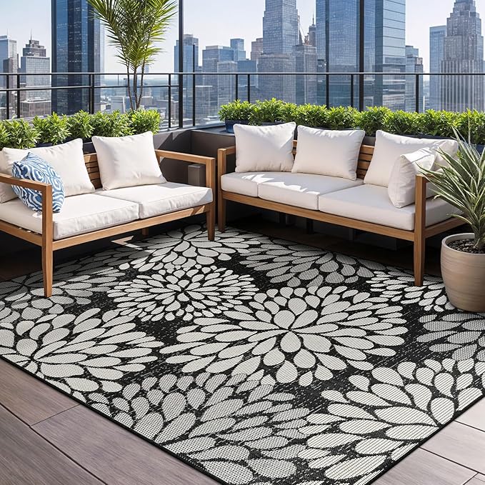 Beverly Rug Outdoor Rug 6x9 Modern Exotic Tropical Leaf Area Rugs by BeverlyRug