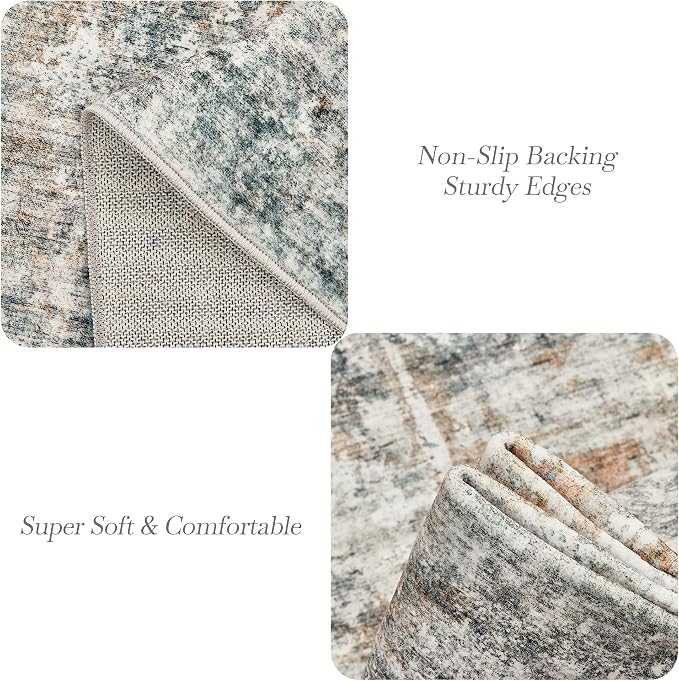 Abstract Rug 8x10 Large Living Room Rugs Neutral Modern Washable Area Rugs - Image 7