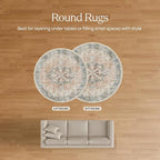 RUGGABLE Washable Vintage Area Rug – Verena Sapphire 8 ft Round, Stain-Resistant - Image 8