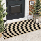 Outdoor Rug Front Door Mat 2'x4.3', Cotton Indoor Doormat Washable Black and - Image 3