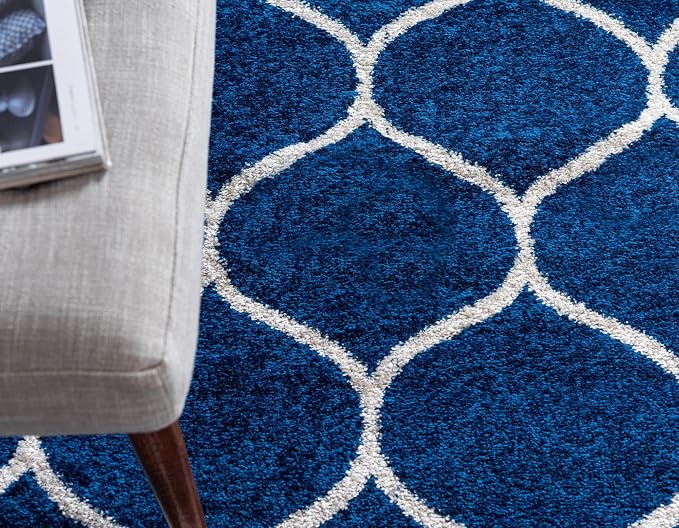 Rugs.com Lattice Frieze Collection Rug – 10' x 13' Navy Blue Medium Rug Perfect - Image 5