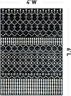 Rugshop Boho Black and White Tribal Area Rug – Geometric Diamond and Stripe - Image 2