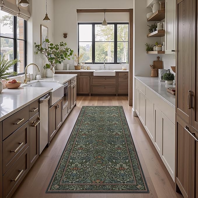 Bavni Floral Hallway Runner Rug 2'6" x 8', Washable Non Skid Boho Carpet - Image 4