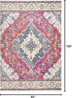 JONATHAN Y Boho Vintage Fuchsia/White Indoor Area Rug, Bohemian Flair Medallion - Image 2