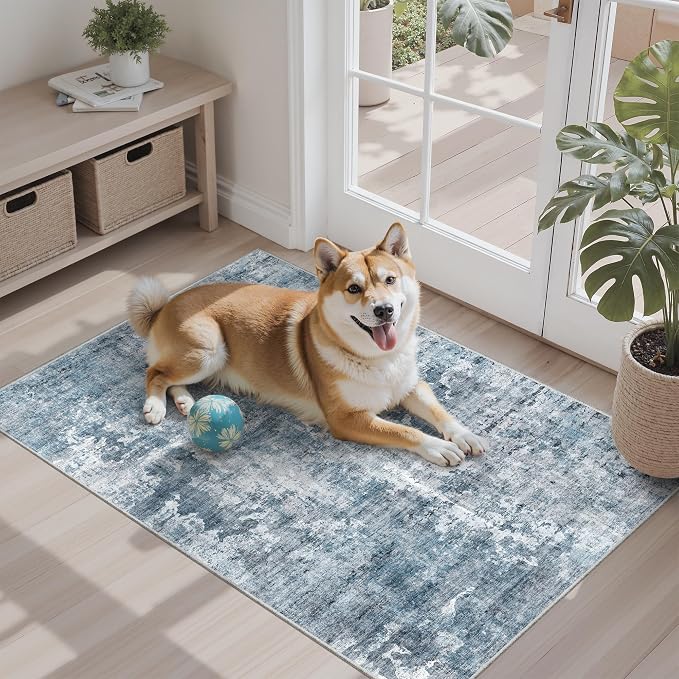 2x3 Abstract Washable Rugs for Kitchen, Powder Room Small Area Rug Non-Slip - Image 3