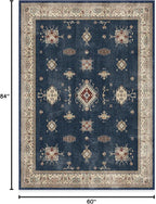 RUGGABLE Washable Vintage Area Rug – Verena Sapphire 5x7, Stain-Resistant - Image 3
