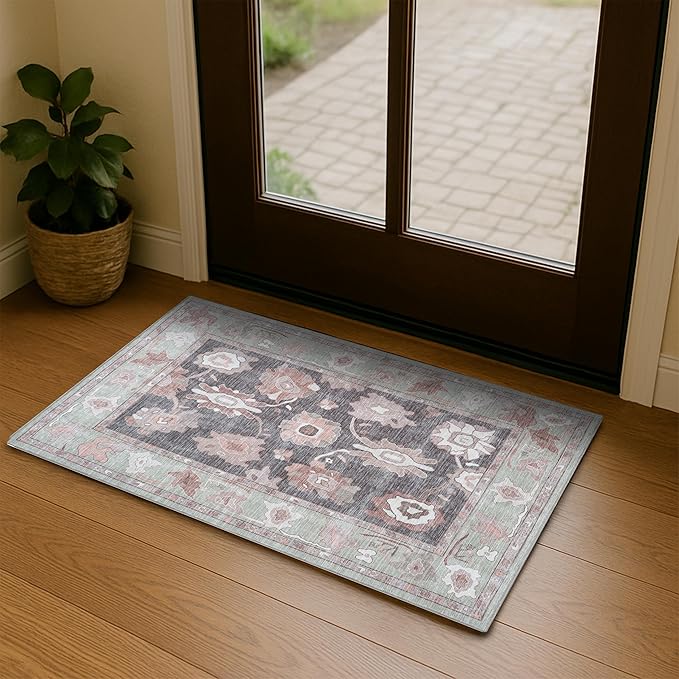 Fame Living Green Oushak Rug, Modern Small Rugs, Door Mat, Doormat by FameLiving%7COushakRugs