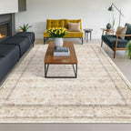 Ivory 5x8 Area Rug for Bedroom, Home Office, Washable Non Slip Dinning Rugs for by HazoHaus