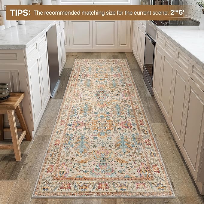 Bavni Bedroom Rug Runners for Hallways, Washable Runner Rug 2x10, Low Pile - Image 6