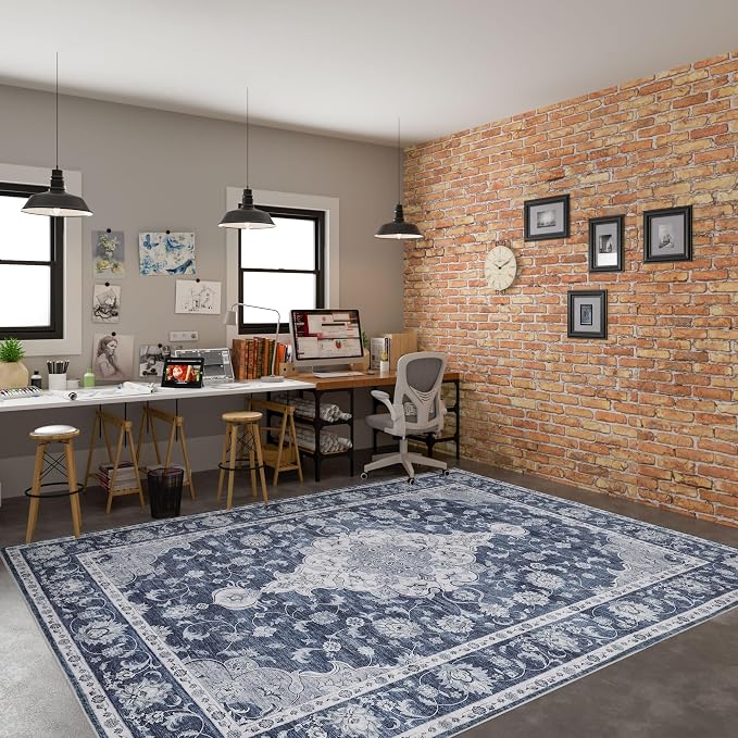 DUKINO 9x12 Area Rugs, Non Slip Distressed Living Room Rugs, Soft Large - Image 4