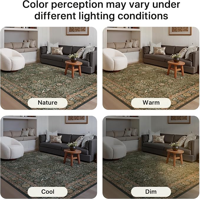 Bavni Round Rug 8ft-Machine Washable Area Rugs Non-Slip - Image 8