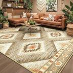 Area Rug 8x8 Rug Machine Washable Non-Slip Low Pile Print Pattern Western Rug - Image 8