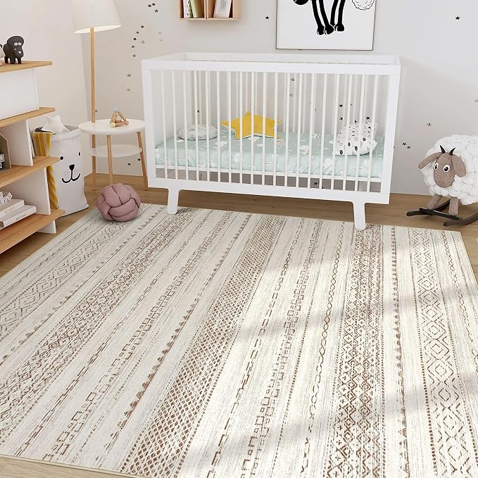 Nakagishi 10x12 Area Rug Living Room: Washable Boho Large Neutral Modern Soft - Image 8