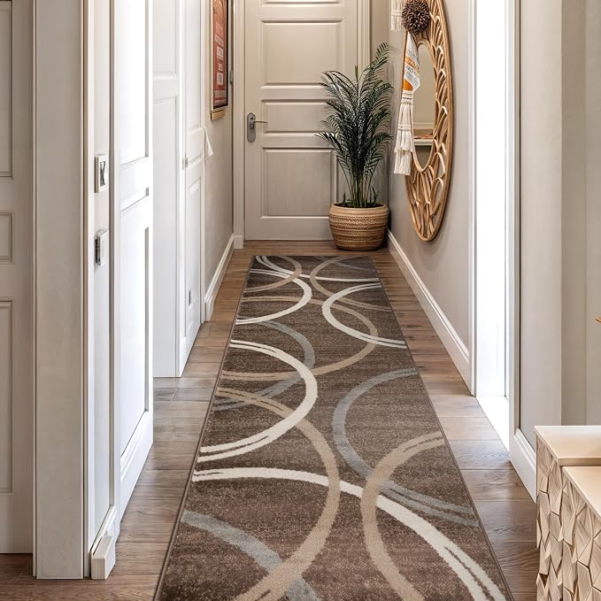 Rugshop Modern Wavy Circles Design Runner Rug, Carpet - Image 8