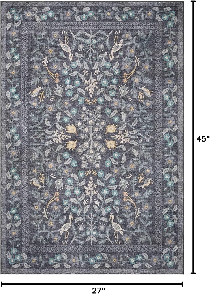 Loloi Rifle Paper Co. Maison Collection MAO-01 Nightingale Black 2'-3" x 3'-9" - Image 2