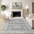 Deerly Grey Rug 6x9 Rugs for Living Room Distressed, Washable Area Rugs Non by Deerly