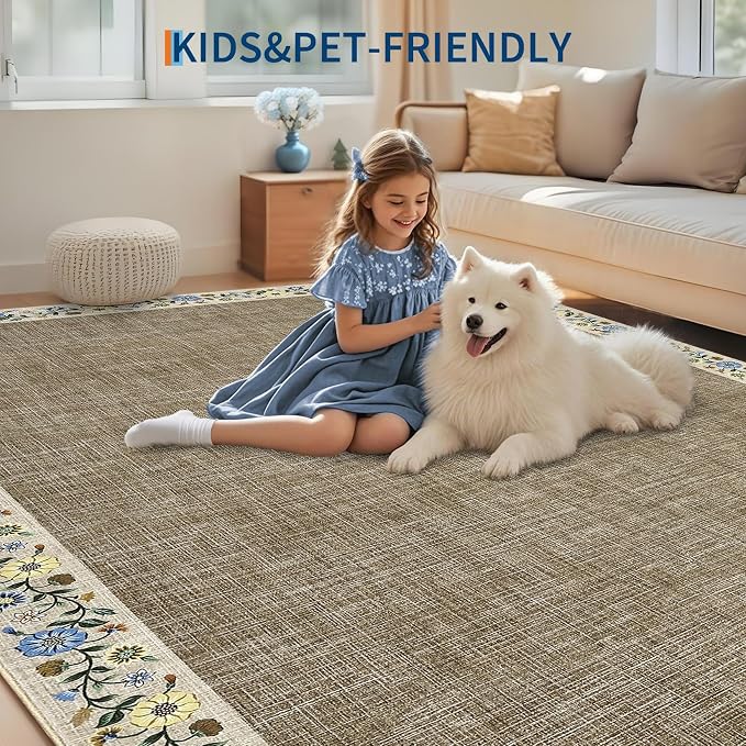 GarveeHome Washable Area Rugs for Bedroom 5x7 Living Room Modern Floral Throw - Image 7