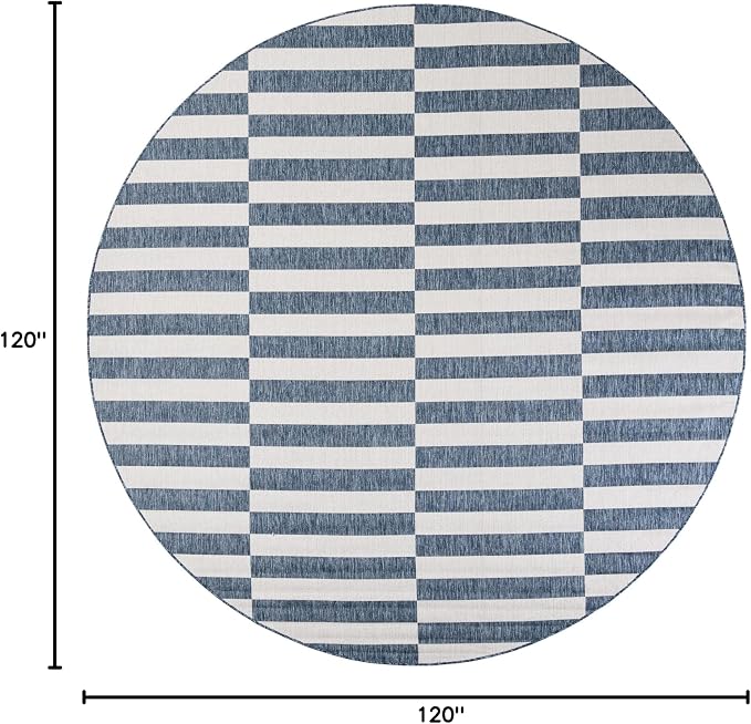 Unique Loom Outdoor Striped Collection Area Rug - Image 2