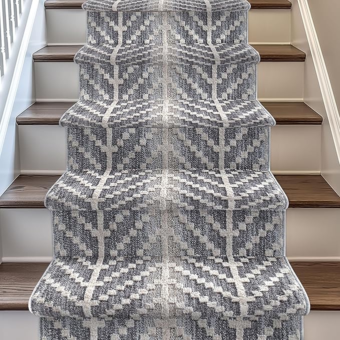 Well Woven Custom Size Hallway & Stair Runner- Harlow Rhodes Grey 27 Inches by WellWovenRugs