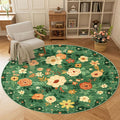 DUKINO Floral Round Rug, 6ft Washable Circle Rug, Non Slip Indoor Low Pile by DUKINO