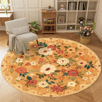 DUKINO Floral Round Rug, 6ft Washable Circle Rug, Non Slip Indoor Low Pile - Image 2